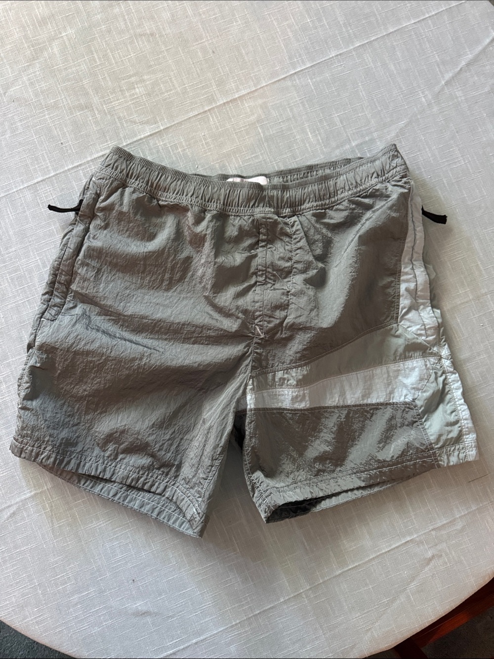 Stone Island Men's light green nylon swim shorts with Reflective Panel S